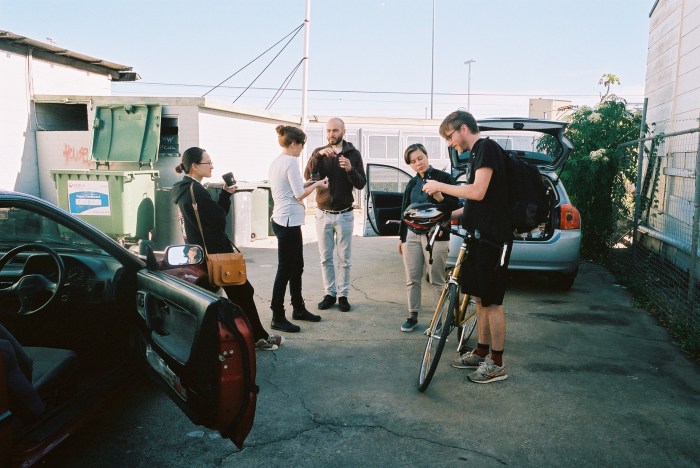 Coffee break. You can see me in the rear-view mirror.