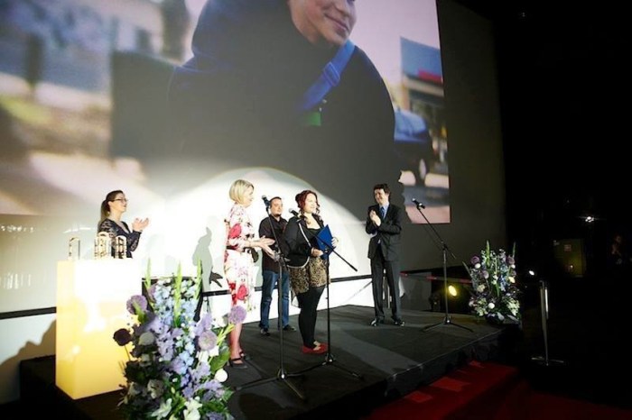 Lakia Igano from Rites of Passage accepting Jury Award at Warsaw Film Festival