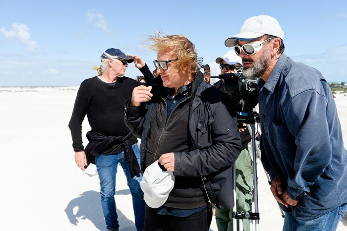 Kriv Stenders, Jamie Crooks, Geoffrey Simpson & Michael Kissane on the set of Kill Me Three Times. (Photograph by David Dare Parker.)