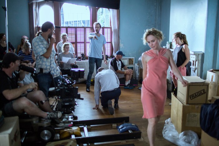 Andrew Kotatko directs Radha Mitchell and Jean-Marc Barr onset (Photo - Mark Rogers)