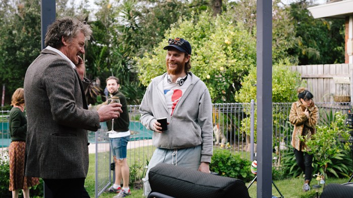 Andrew Gilbert and Gregory Erdstein working on a scene in That's Not Me. Photo by Catharine Neilson.